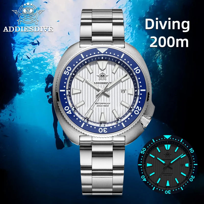 ADDIESDIVE 2025 New Diving Quartz Watch Men 200m Waterproof Sapphire Stainless Steel Luminous Ceramic Bezel Wristwatch AD2507