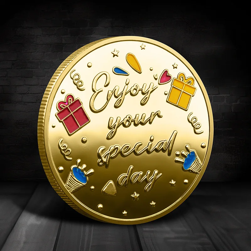 Happy Birthday Commemorative Coins Golden Plated Enjoy Your Special Day Lucky Coin Special Birthday Gifts Holiday Favors