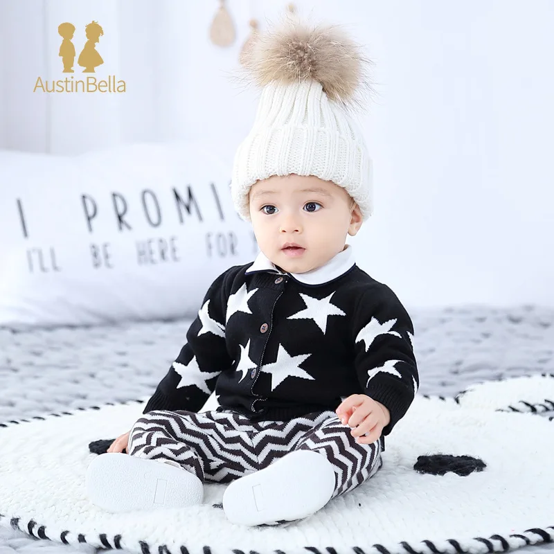 Newborn Baby Boy Star Cardigans Sweater Coat Autumn Winter Fashion Girls Soft Knitted Cardigan Coat Outerwear Toddler Clothing