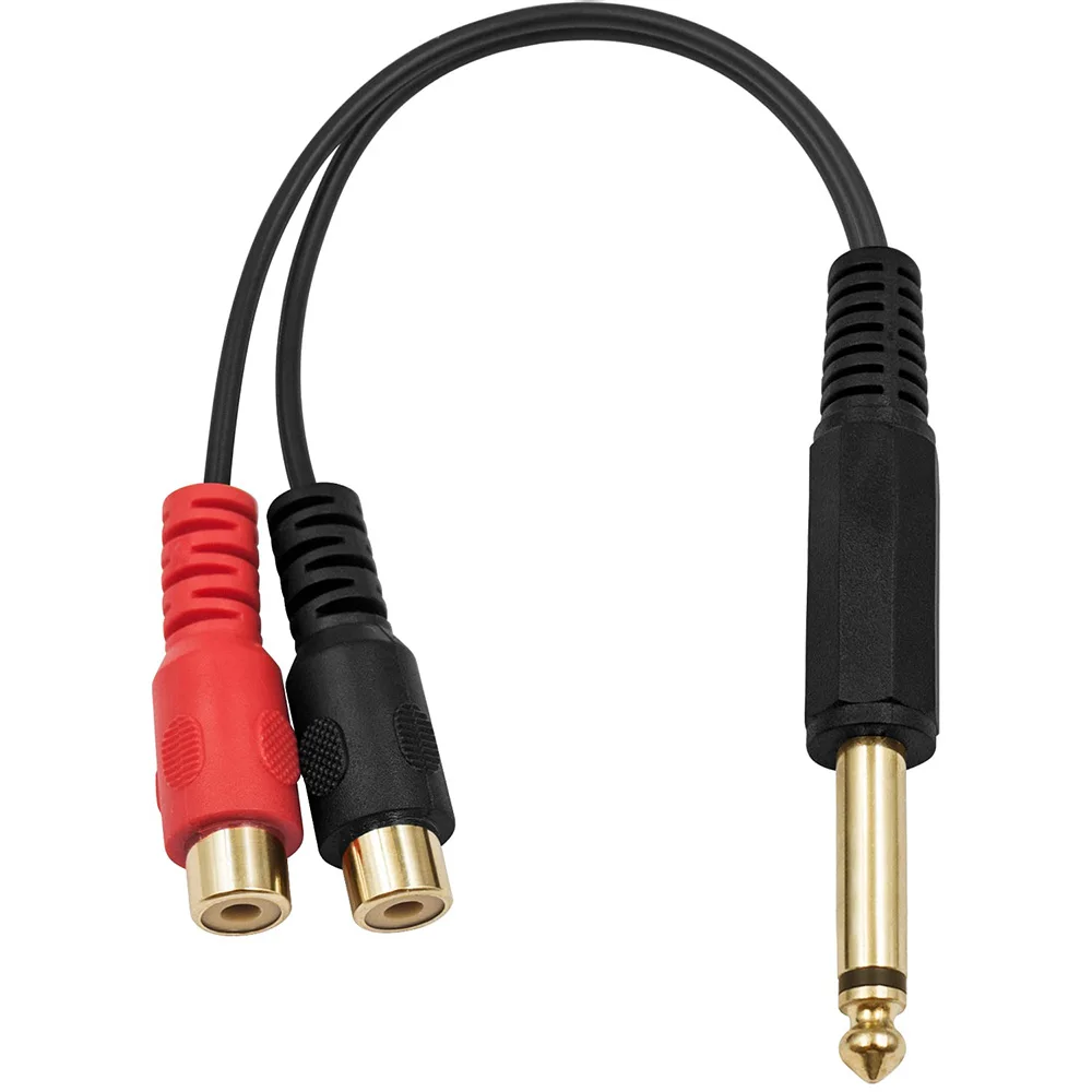 

1pc 6.35mm 1/4" TS Mono Male To 2 RCA Female Splitter Audio Adapter Extension Cable for AV Receiver Mixer Speaker Amp Subwoofer