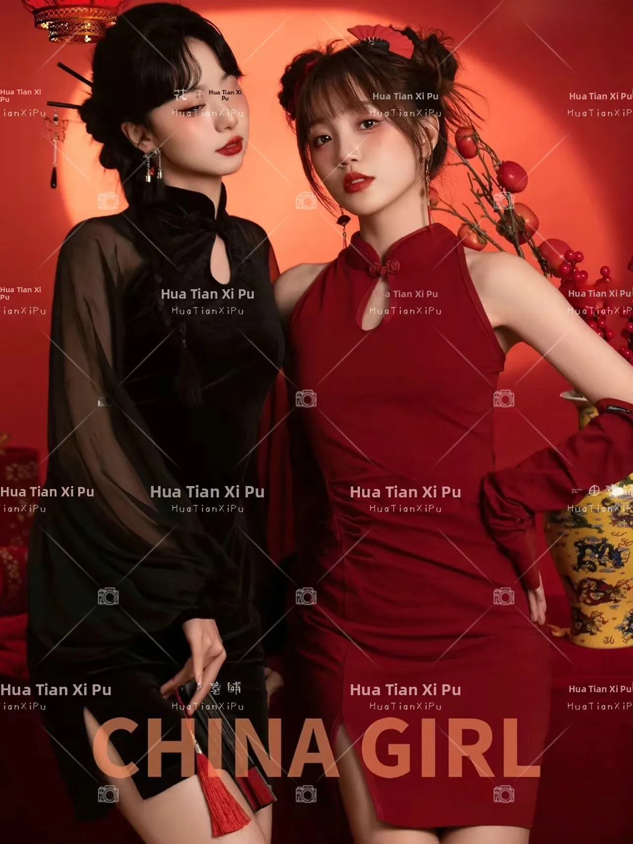 

Retro Style Photography Clothes for Sisters Studio Photo Shoot Traditional Chinese Trend New Year Artistic Portrait