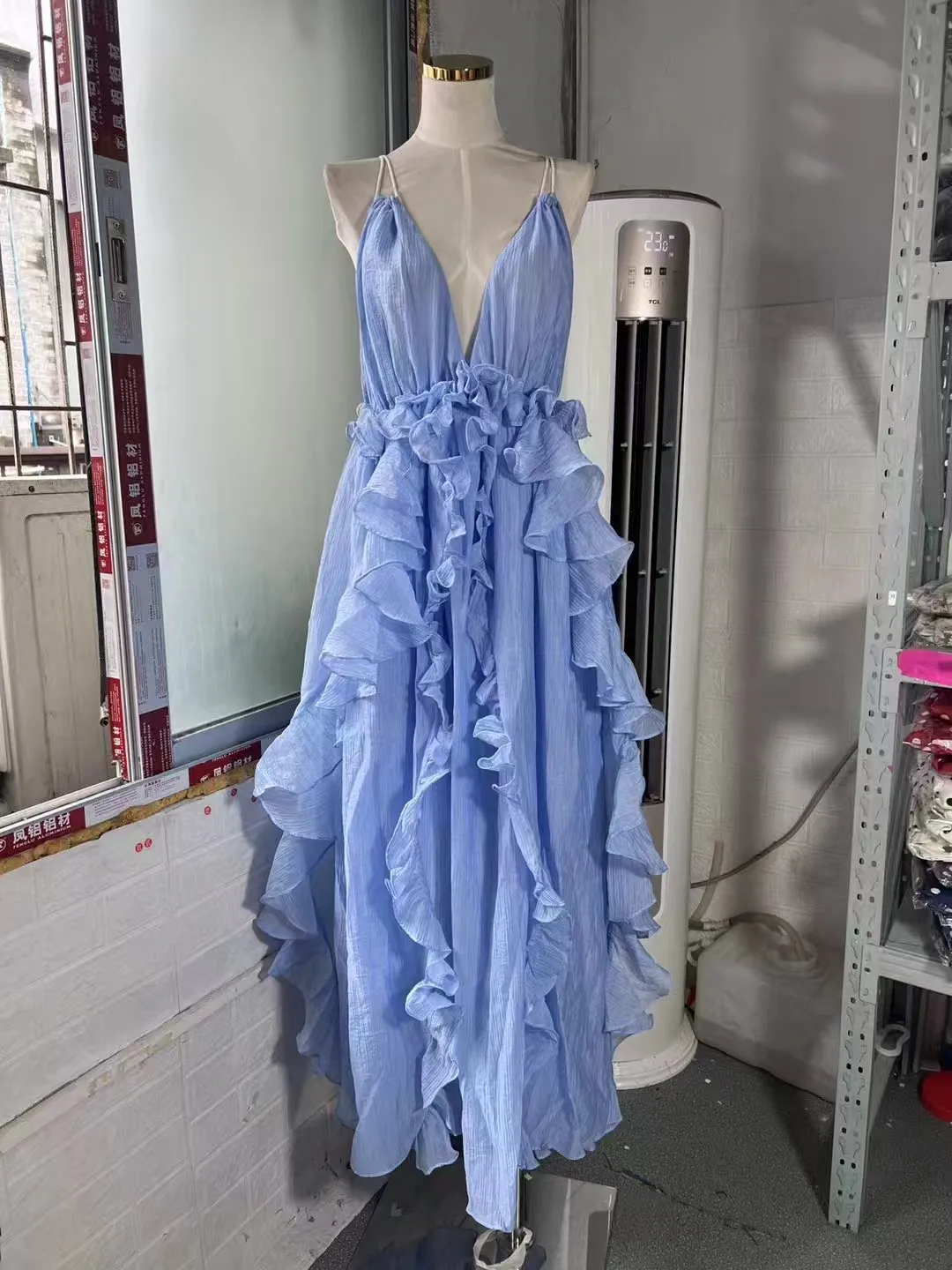 

Women's sweet style casual layered dress, custom-packaged, 100% solid linen, water-resistant.-GZXXX402