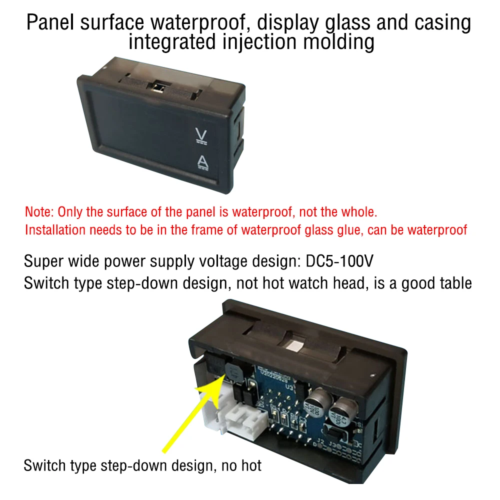 Hall Ammeter Voltmeter DC 0-300V ± 50A 100A 200A 400A Battery Monitor LED Digital Current Voltage Meter Dual LED Display Panel