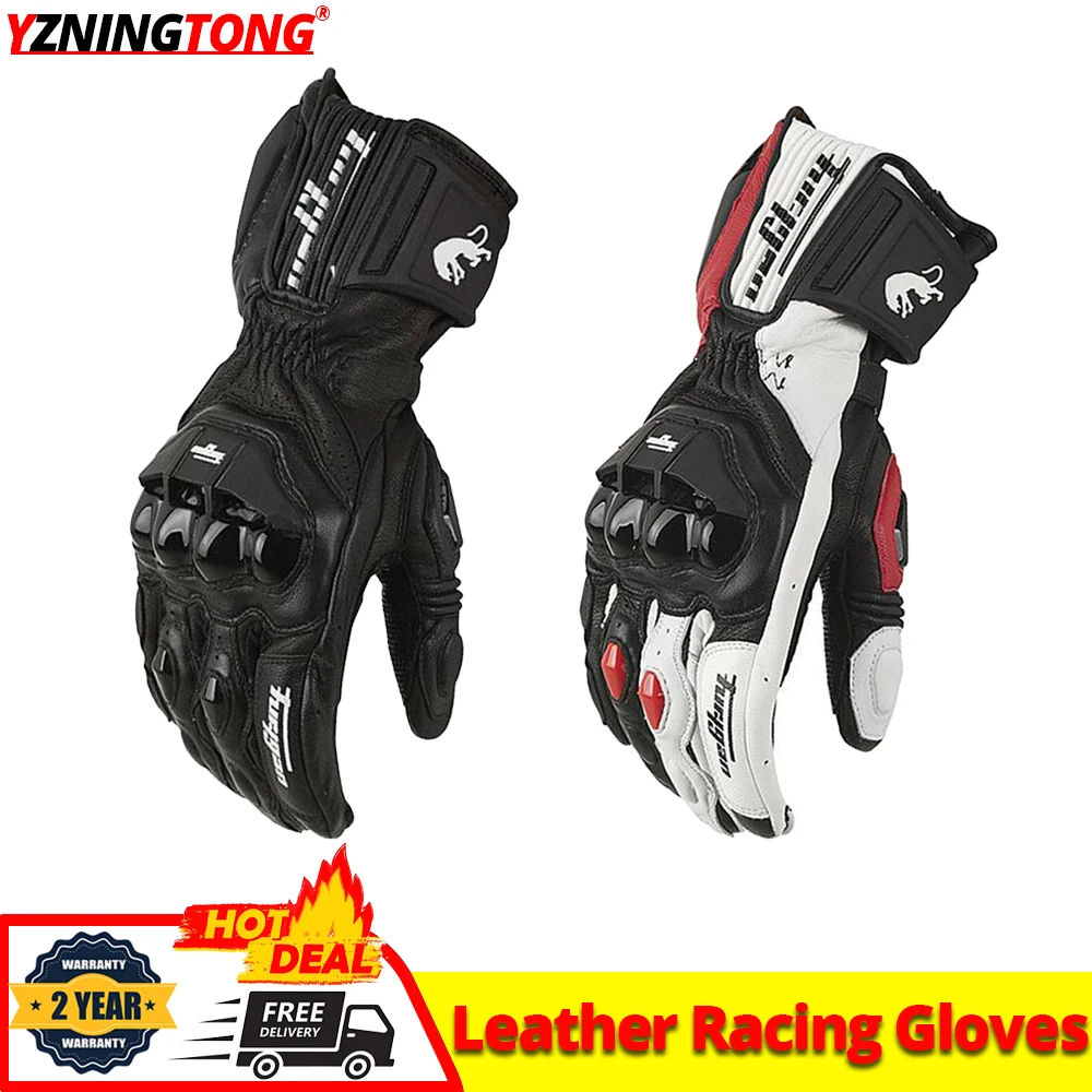 

Мотоциклетные перчатки из натуральной кожи, защитные ветрозащитные варежки для мотокросса, мужские кожаные перчатки с сенсорным экраном для автомобиля, мотоцикла, гонок