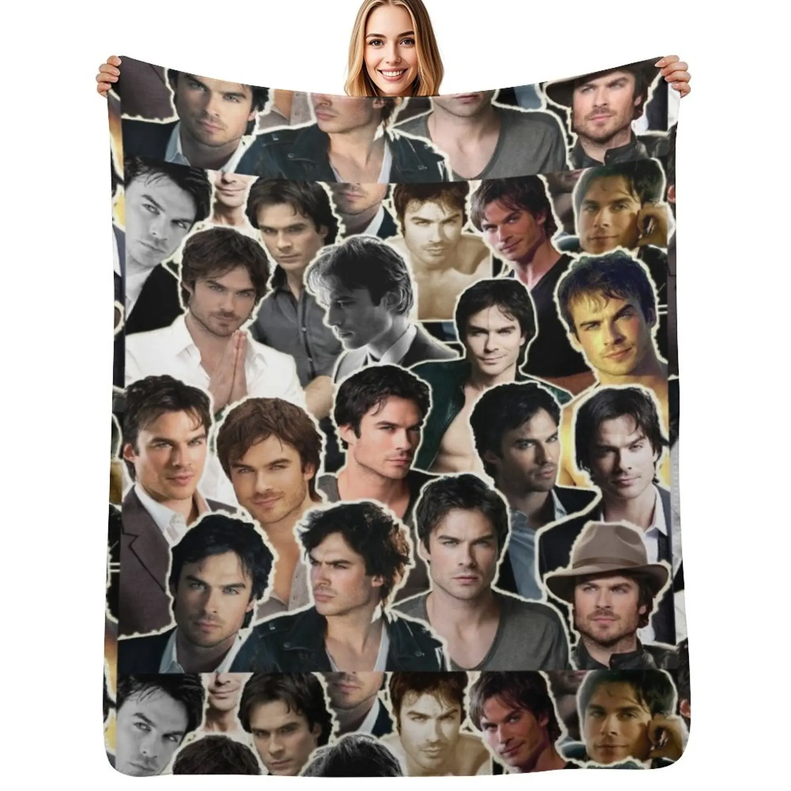 

Ian Somerhalder collage Damon - Sagittarius Throw Blanket blankets ands Decorative Sofas Single Custom Blankets