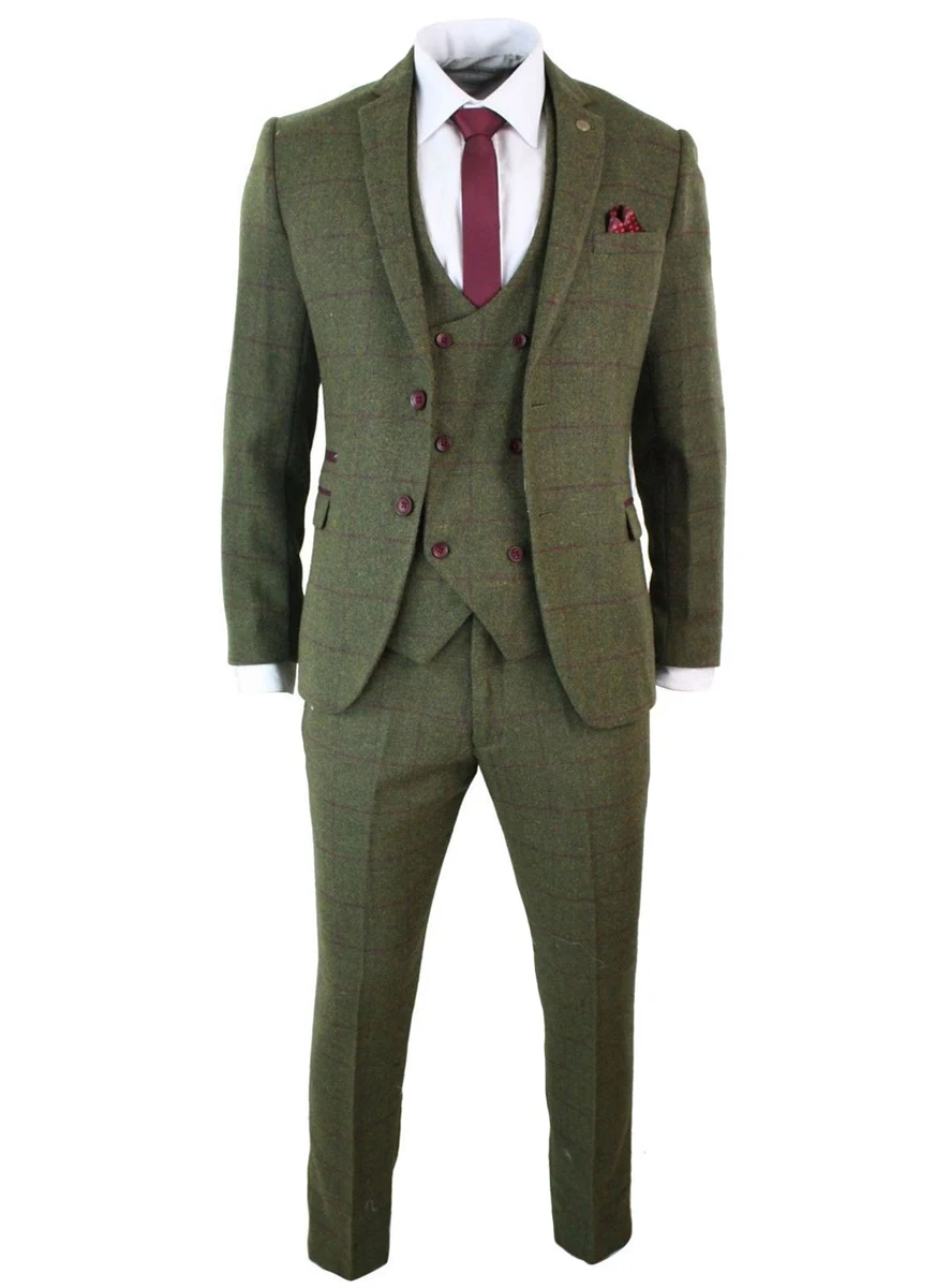 

Мужские костюмы из трех предметов, деловые деловые шерстяные клетчатые смокинги для жениха с лацканами для вечеринок, свадьбы (пиджак + жилет + брюки)