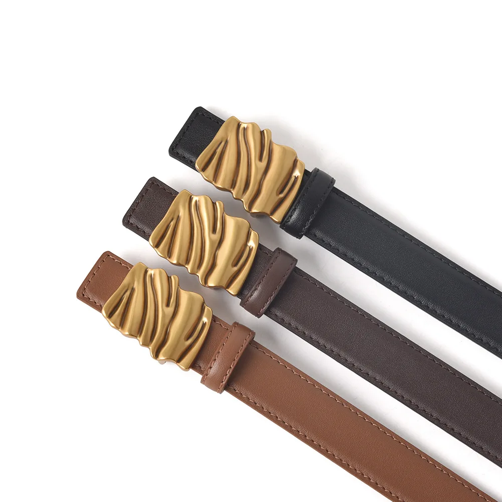 

Ремень Ladi из натуральной кожи, в ретро-стиле, с выраженной текстурой, универсальный для брюк, с пряжкой из сплава, модный.