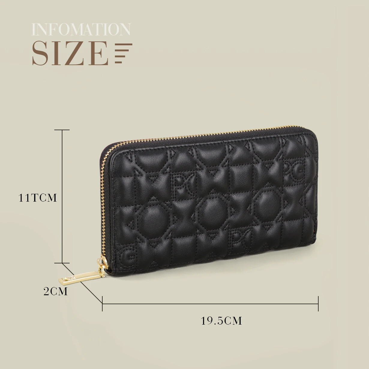 PG Women's Wallet Large Capacity Wallet Rectangular Card Holder Purse with Zipper for Party