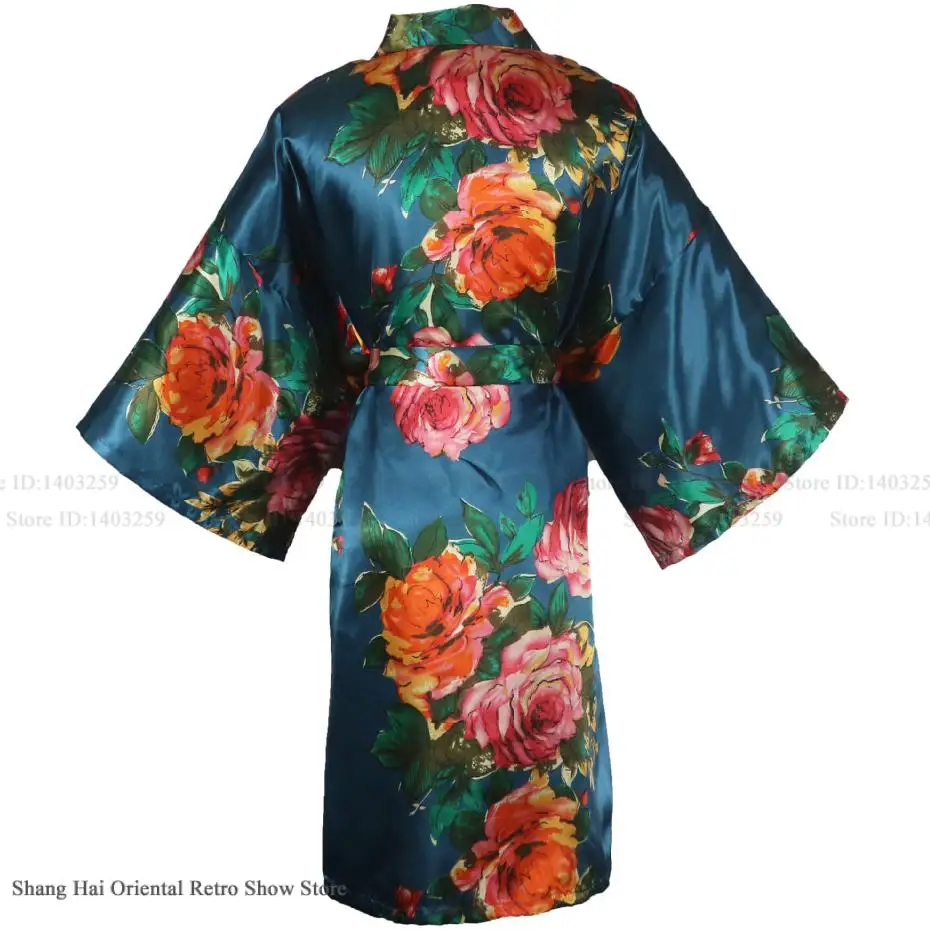 Stampa fiore femminile abito kimono abito primavera estate mezza manica accappatoio casa vestaglia sexy raso di seta indumenti da notte camicia da notte