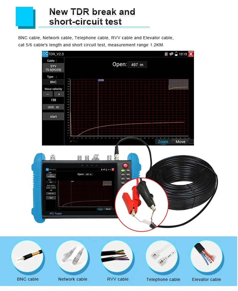 Ke IPC Tester kamera CCTV 7 inci 8K Monitor penguji 8k IPC 8MP AHD TVI CVI CCTV pengujian IPC-9800 Pro Wifi PoE VGA kabel HDMI