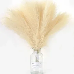 10Pcs Artificial Reed Bouquet Pampas Grass Fake Plant Home Living Bedroom Flowers Vase Decor Reed Wedding Party DIY Decoration