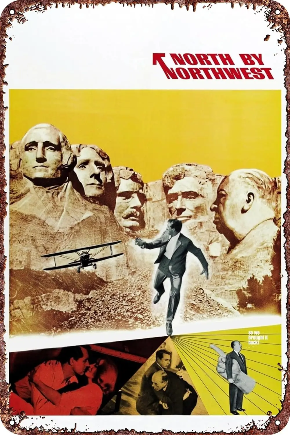 North by Northwest Metal Vintage Tin Sign Movie Poster Bar Restaurant Wall Decoration Vintage Inspired Metal Sign 12x8 Inch