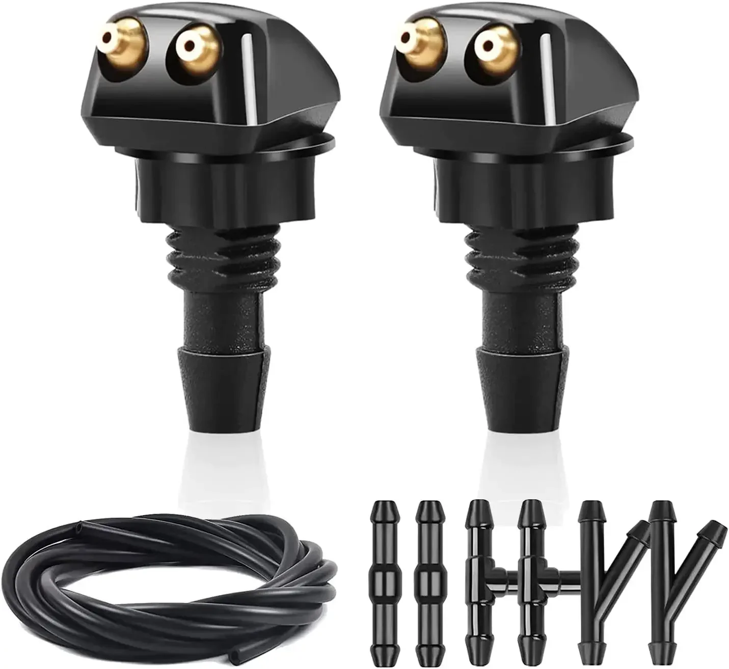 فوهة غسالة عالمية ذات فتحة مزدوجة - فوهة رش ممسحة زجاج السيارة الأمامي لتنظيف الزجاج، سهلة التركيب