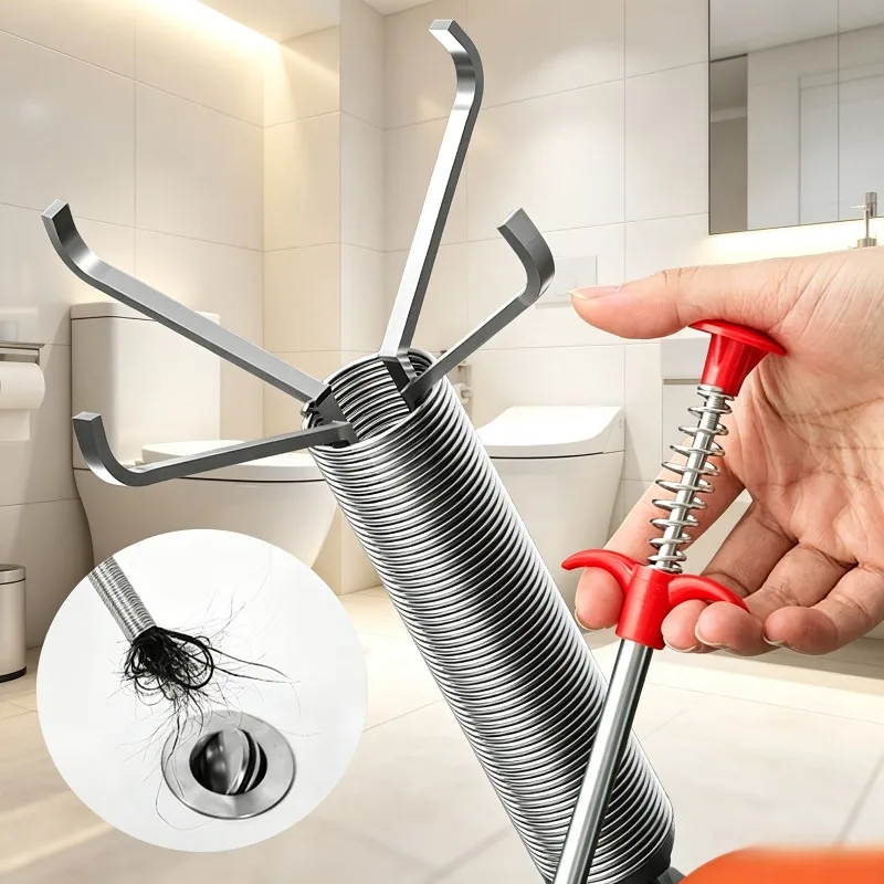 1pc 60cm 4-paw Flexible Water Pipe Unclogger Used for Unclogging Hair Grabbing Tools and Blocked Bathroom Bathtub Drainage Pipes