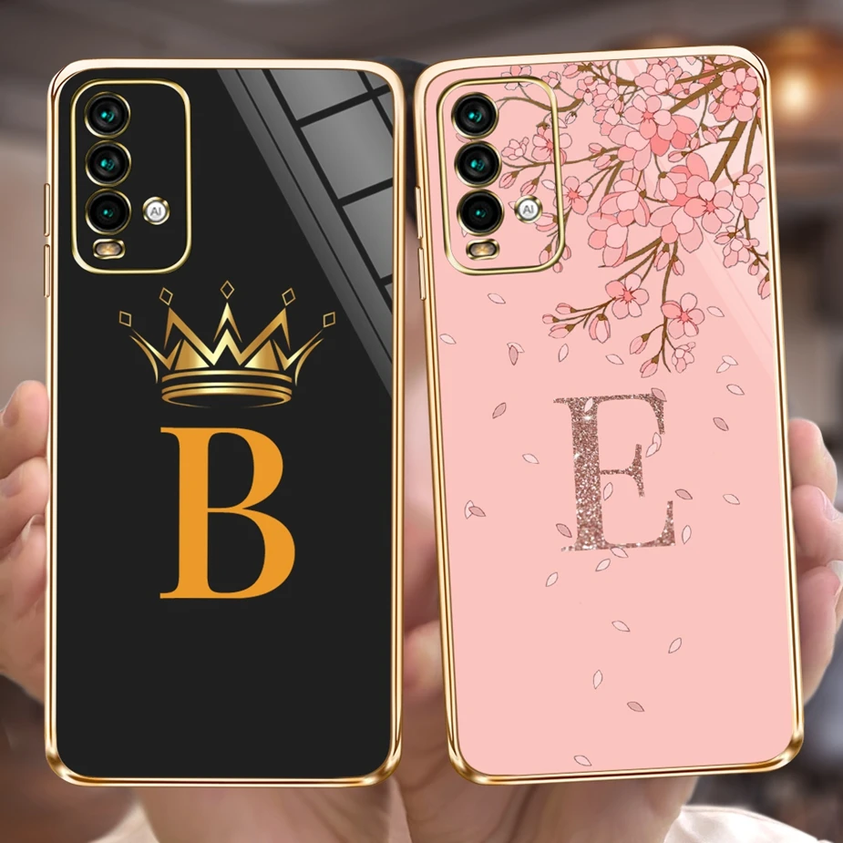 For Xiaomi Redmi 9T Case Cute 26 Letters Cover Soft Slim Plating Phone Case For Xiaomi Redmi 9T Redmi9T Back Cover Fundas Bumper