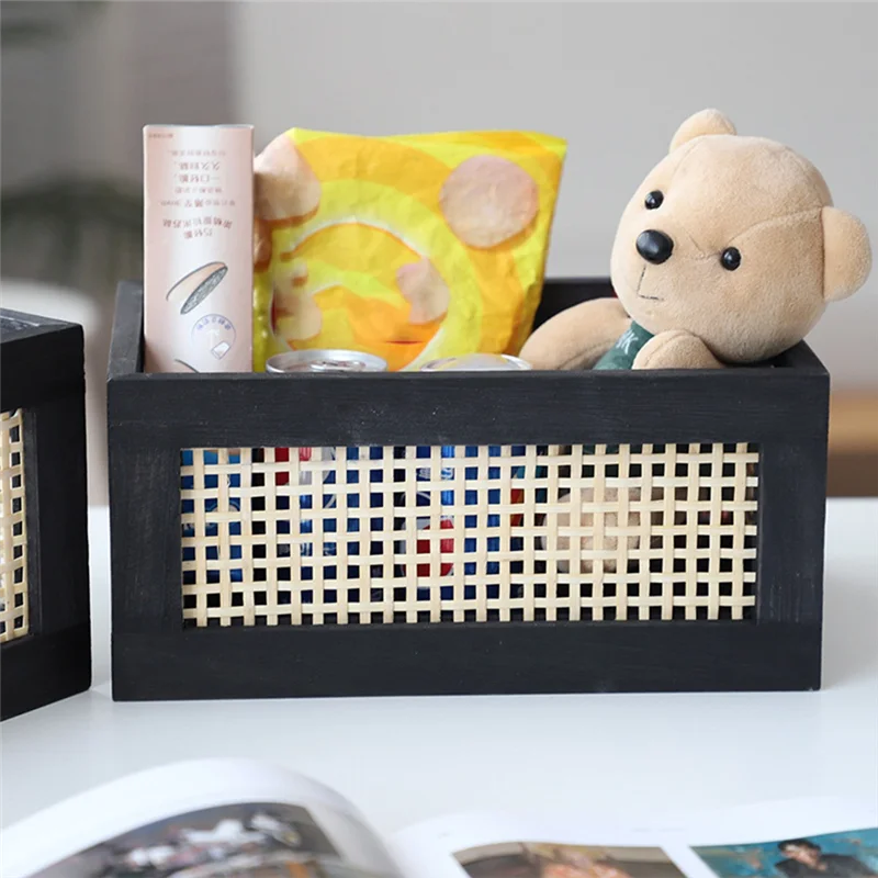 

【Superdeals】Retro Book Storage Basket Desktop Wooden Box Storage Basket Snacks, Cosmetics, Storage, Sorting & Storage Box