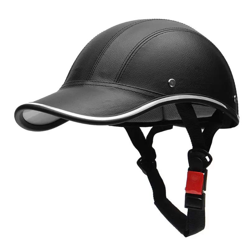 baseball cap style motorcycle helmet Black, Red & White Venom Retro Unique Features Retro Open Face Motorcycle Half