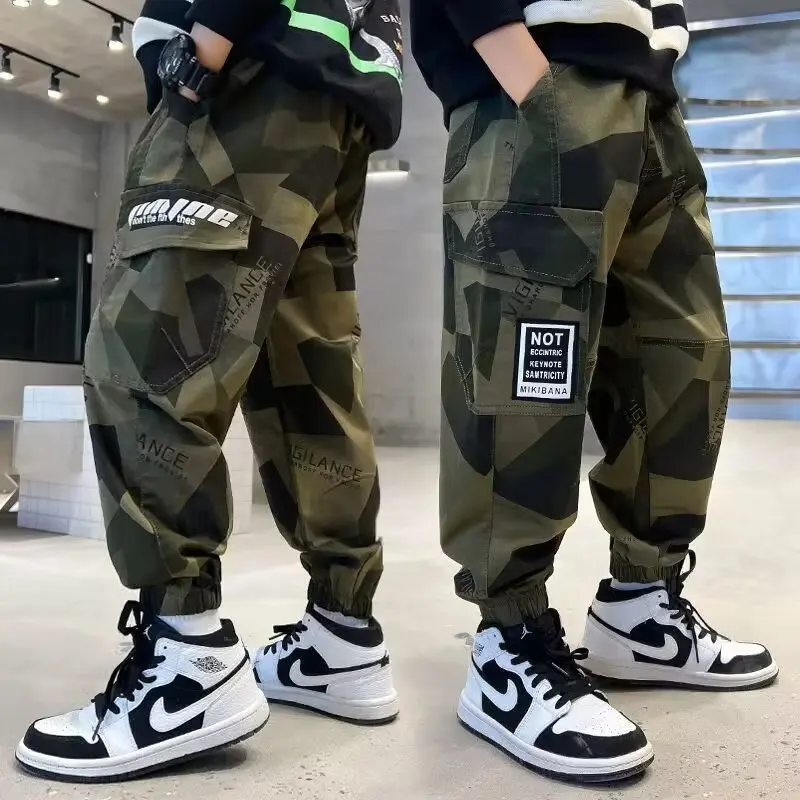 Boy Camouflage Cargo Pants Children Casual Sweatpants Three-dimensional High Visibility Sports Pants Children\'s Clothing 3-16Y