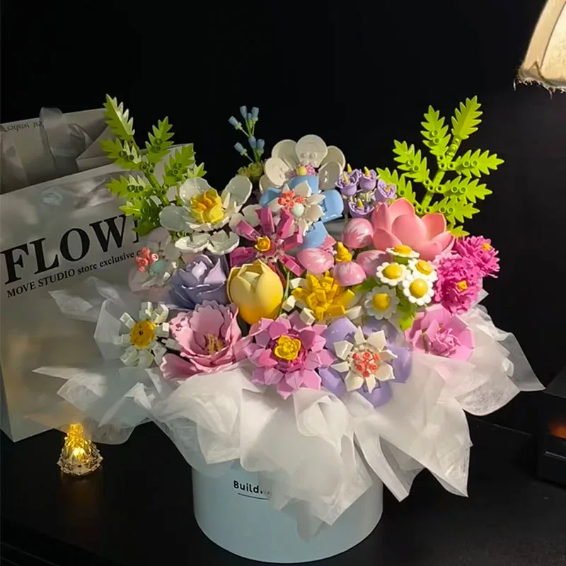 Zestaw DIY Romantyczne Róże Kwiaty Klocki Ogrodki z Kwiatami Wiśni Budynki Klocki Klasyczny Model Mini Klocki Zestawy dla Dzieci