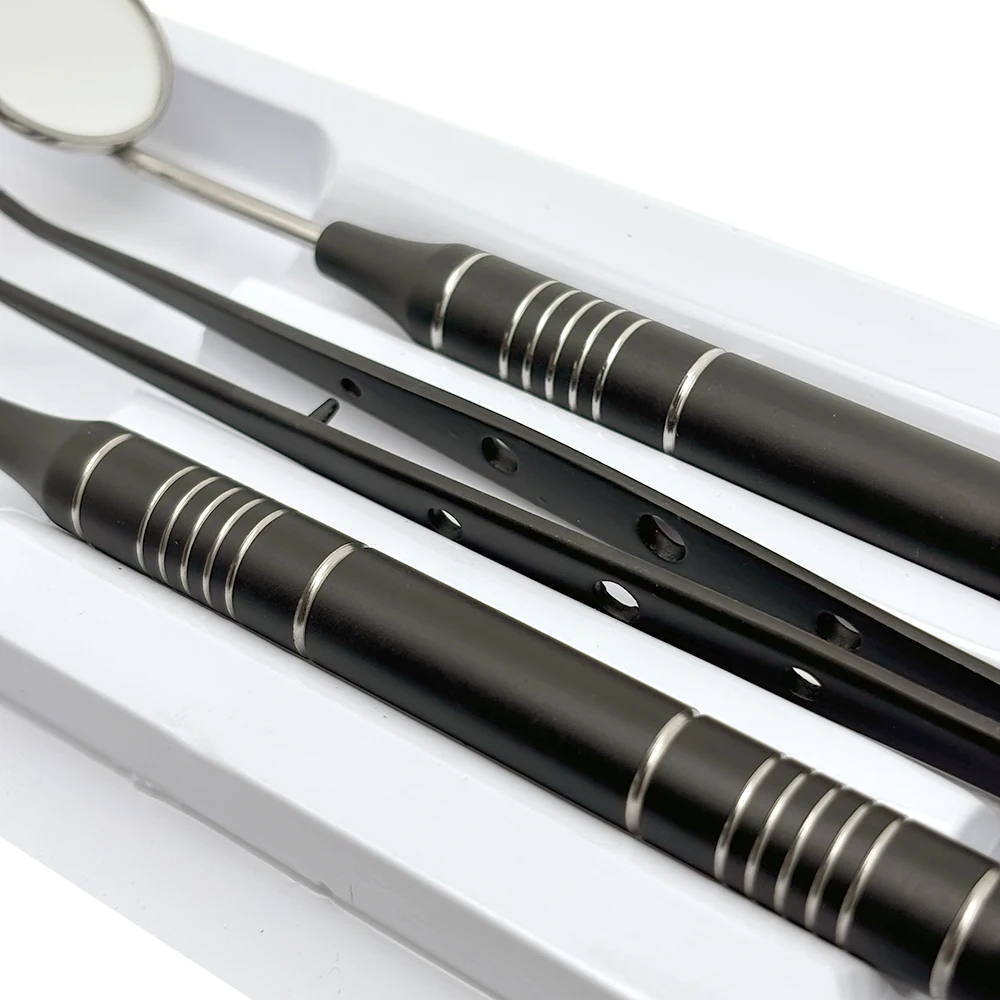 3pcs/KIt Dental  Mouth Mirror Tweezers Curve Probe Dentist Instrument Teeth Care Cleaning Dental Stainless Steel Tools  ﻿