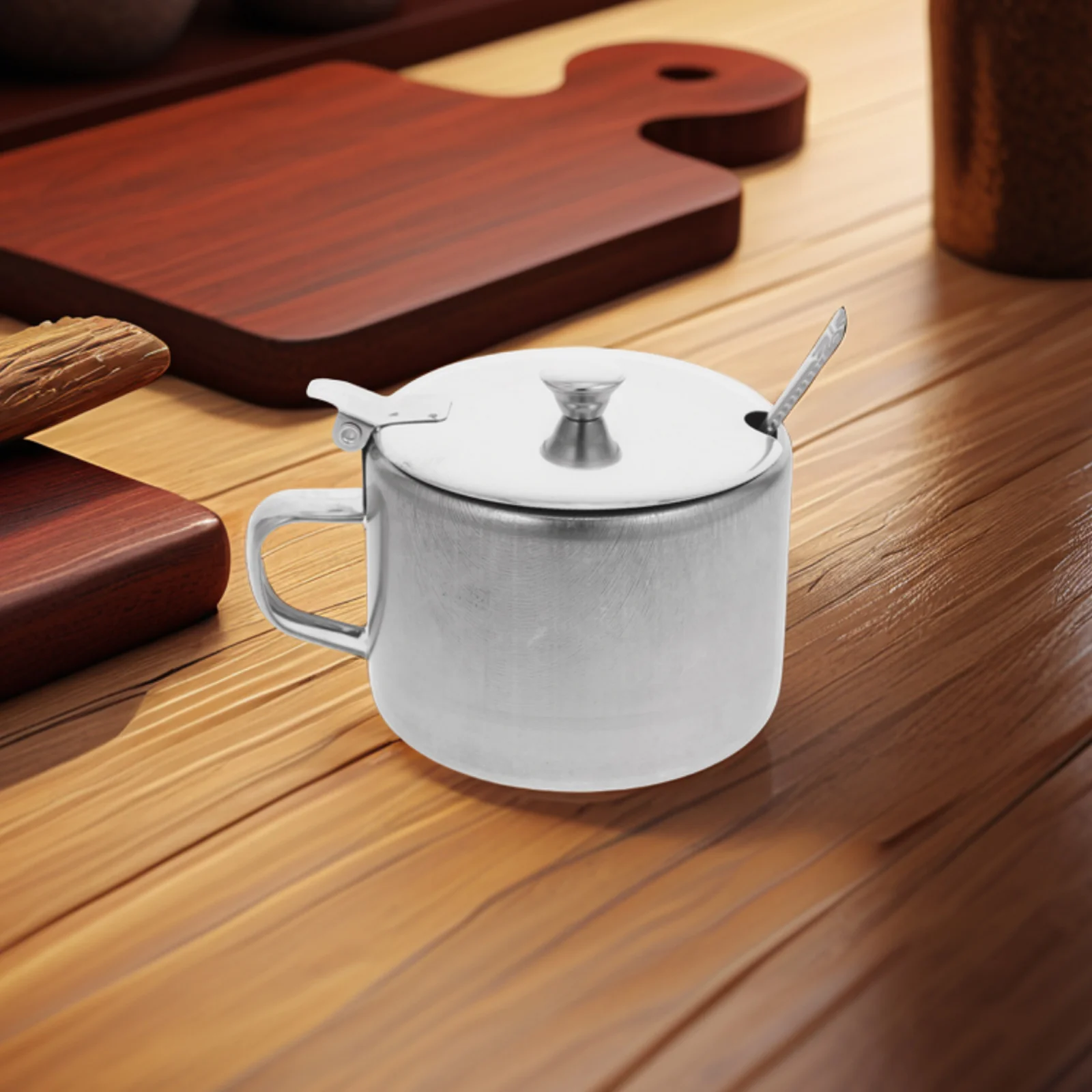 

1pcs Stainless Steel Sugar Bowls With Lid Spoon Seasoning Jars Set For Kitchen Condiment Storage Spice Container Fresh Keep