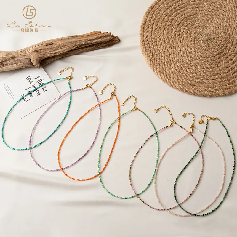 Minimalist Beaded Stackable Necklace Set Solid Color Natural Stone Seed Beads