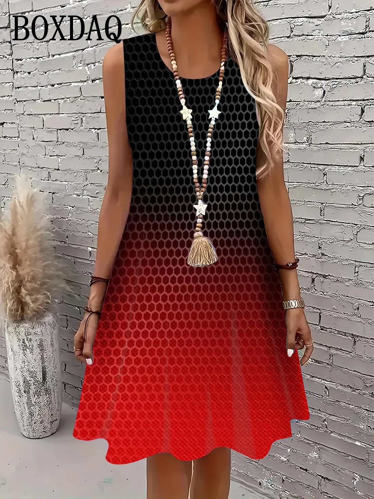 2026 Women Summer Dresses Casual Sleeveless Fashion Loose Sexy Party Mini Dress Gradient Print Dress Plus Size Sundress Vestidos