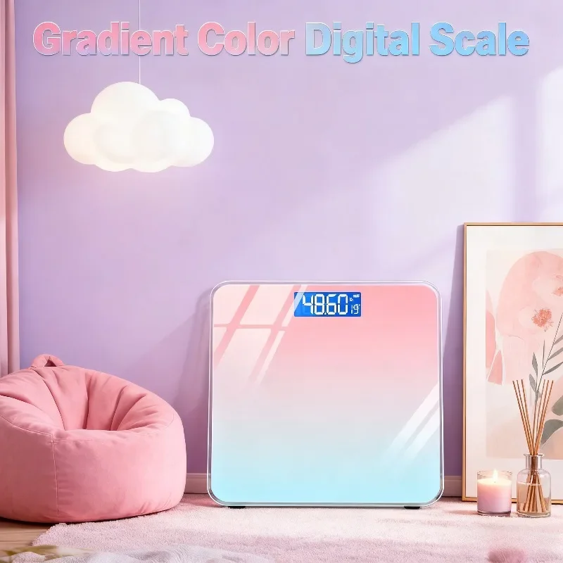 

Intelligent Precise Digital Bathroom Scale with Hidden LED Aurora Gradient Synchronization Suitable for Fitness and Weight Loss