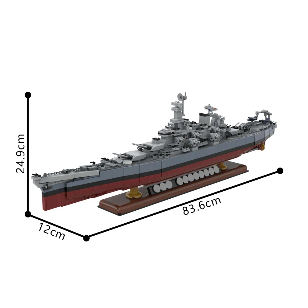 MOC Lowa Class Battleship USS Missouri Model Building Blocks U.S. Navy Battle Cruiser Architecture Brick DIY STEM Toy Adult Gift