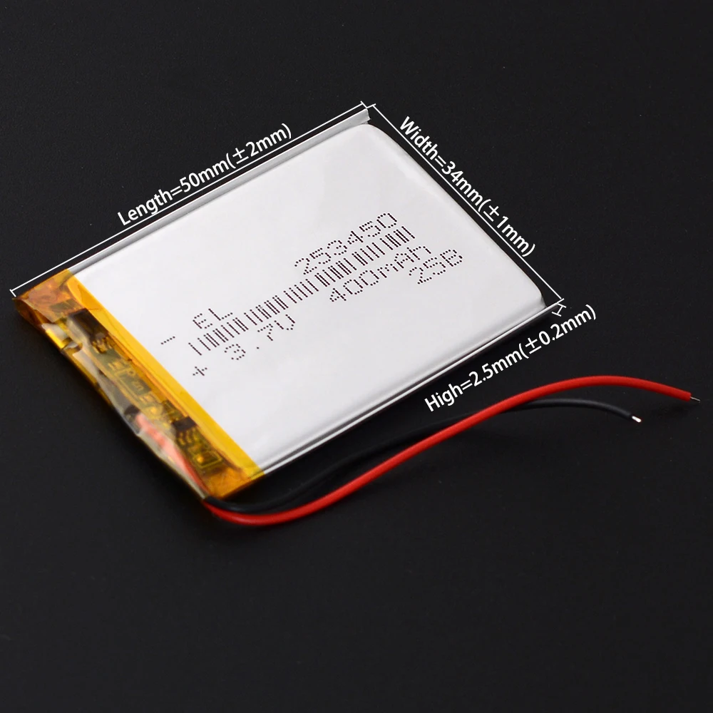 3.7V 400mAh 253450 353450 453450 553450 653450 753450 853450 Rechargeable Lithium Li-ion Polymer Battery Lipo Batteries