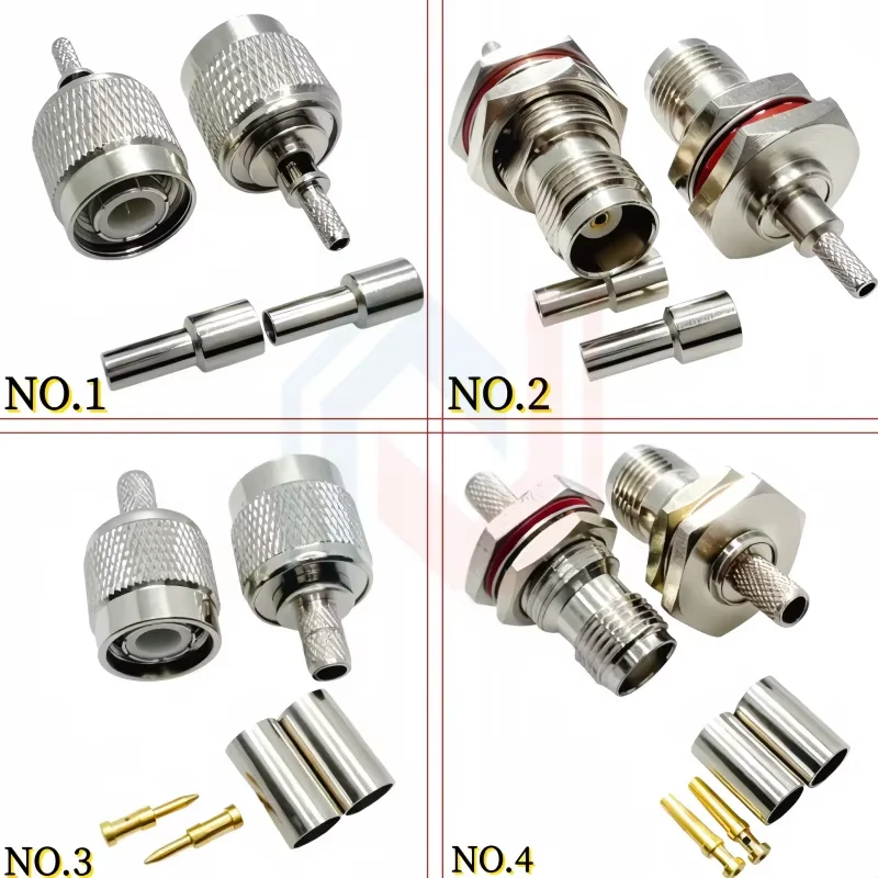 BNC Male Female Plug Jack RF Coax Connector Crimp for RG316 RG174 RG58 RG142 Cable Copper Nickelplated With Drawing NEW
