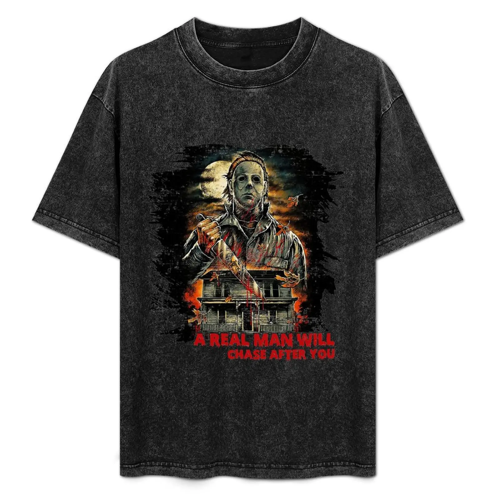 

Vintage Real Man Will Chase After You Halloween Character T-Shirt Summer Holiday T-Shirt