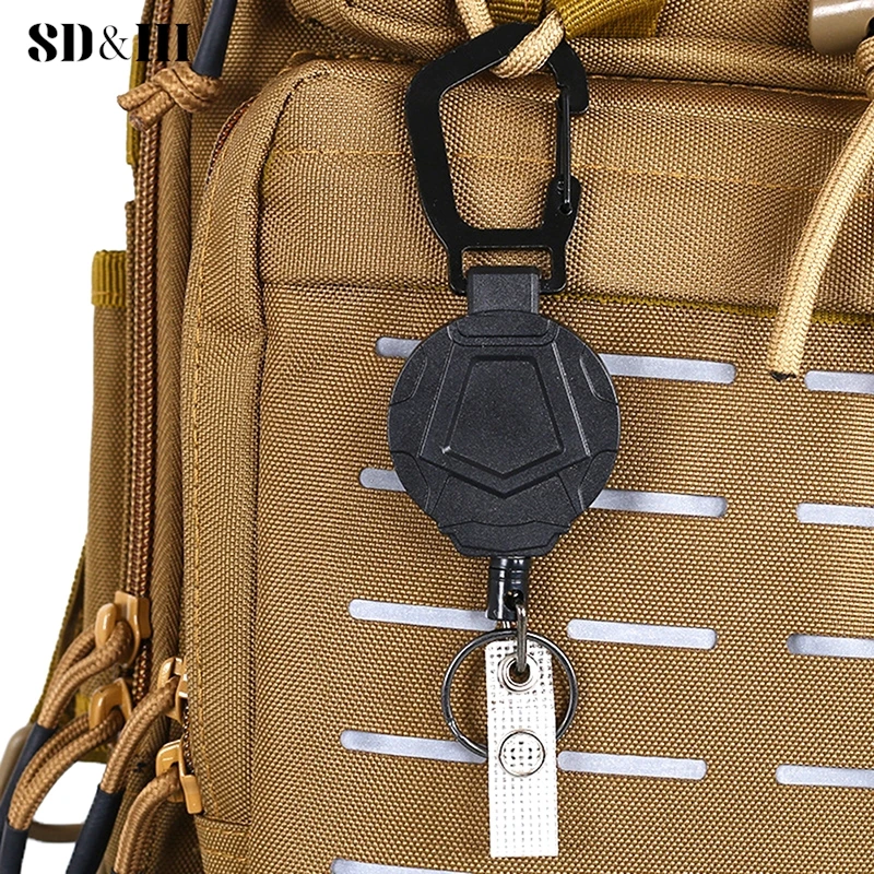 Retractable Metal Wire Keychain Pull Badge Reel ID Lanyard Name Tag Card Badge Holder Reels Recoil Chain Clips Outdoor Key Ring