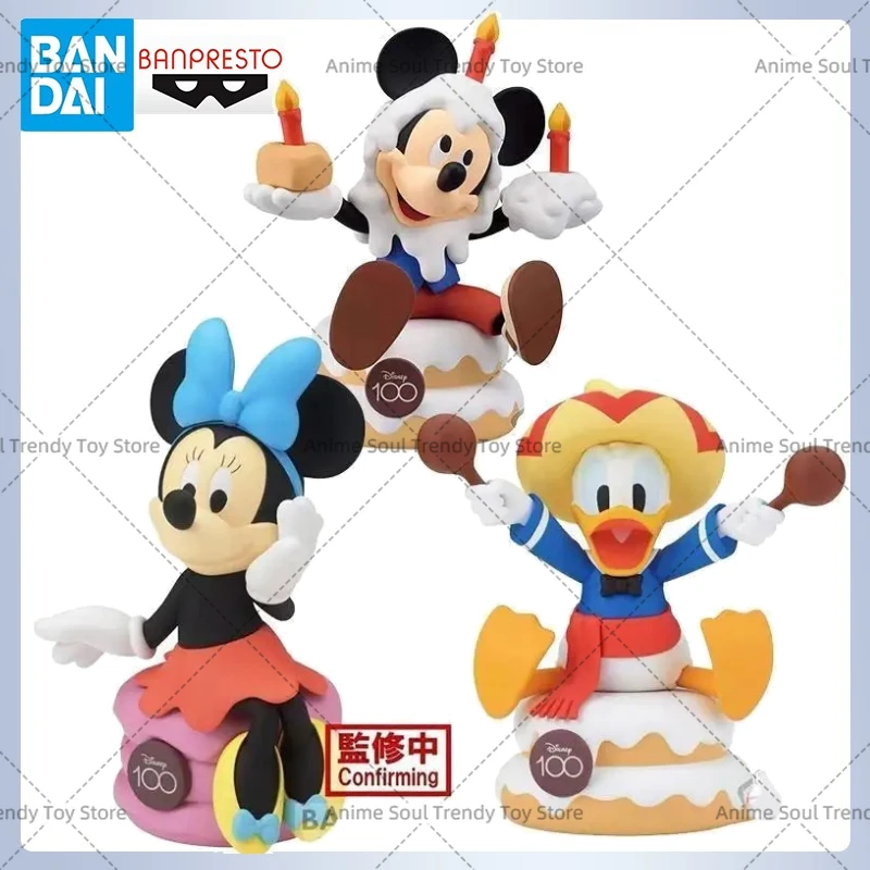 ของแท้จาก Bandai Namco Banpresto เค้กวันเกิดครบรอบ 100 ปี โดนัลด์ดั๊ก มิกกี้เมาส์ มินนี่เมาส์ ฟิกเกอร์โมเดล ของสะสม ของเล่น ของขวัญ AS