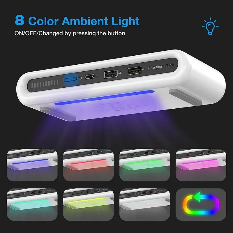 30W 4 In 1 Wireless Charger Pad Stand Light Type C PD USB Charger for iPhone Samsung Xiaomi Phone Chargers Fast Charging Station