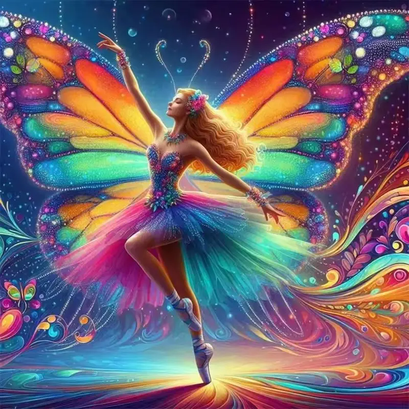 

CHENISTORY 5D Diamond Painting Cross Stitch Butterfly Fairy Diamond Mosaic Embroidery Personalized Gift Home Decoration