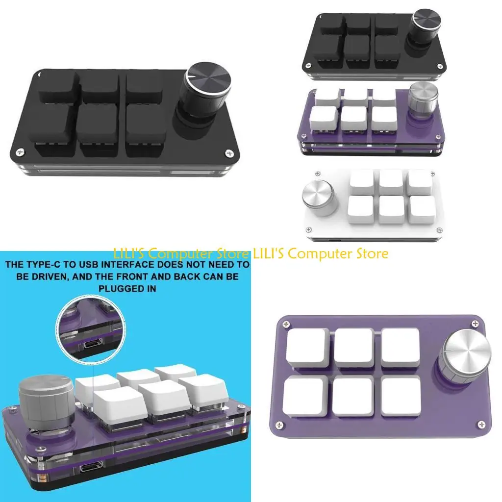 

A52B Keyboard Volume Knob Button Mini Mechanical Keypad Paste 6 Keys