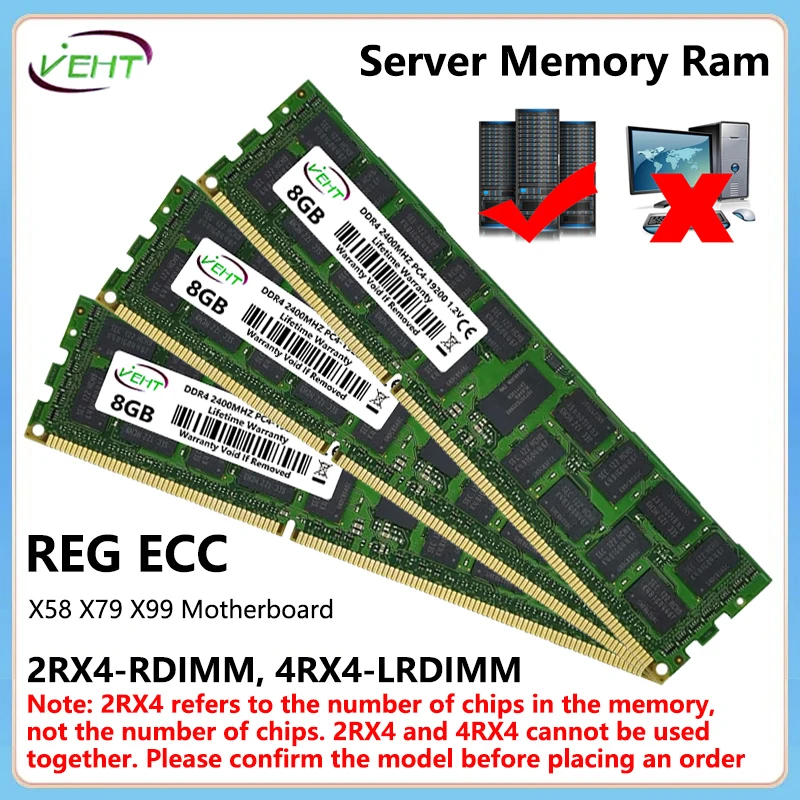 DDR4 8GB 16GB 32GB 64GB Server Memory Ram PC4 2133 2400 2666 2933 3200Mhz 1.2V 288Pin REG ECC Memoria Ram X79 X99 Motherboard