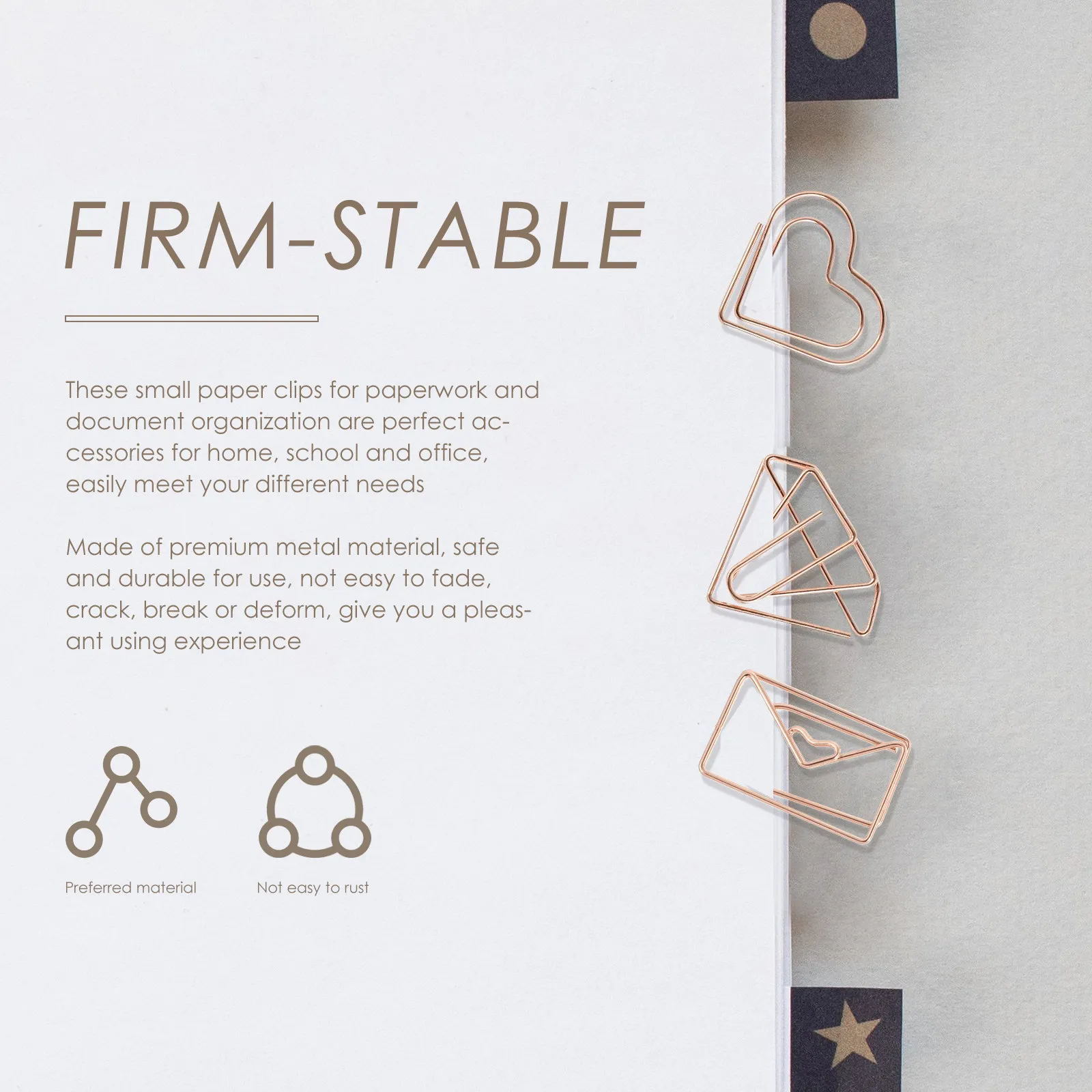 

30Pcs Paper Clips Metal Small Heart Diamond Envelope Shapes Decorative for Office School Document Organization Fun Paperclip