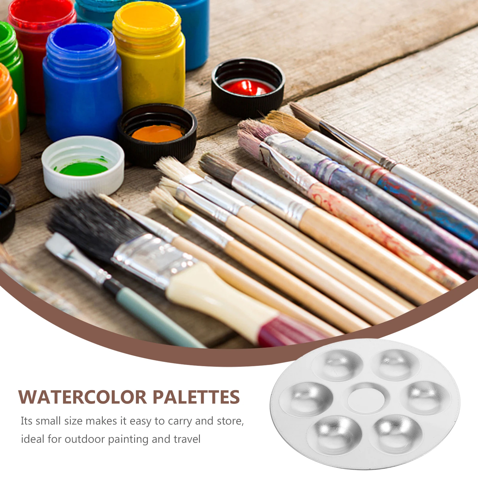 

2PCS Aluminum Palette Lightweight Durable Round Shape Artist Supplies Watercolor Gouache Paint Mixing Tray Reusable