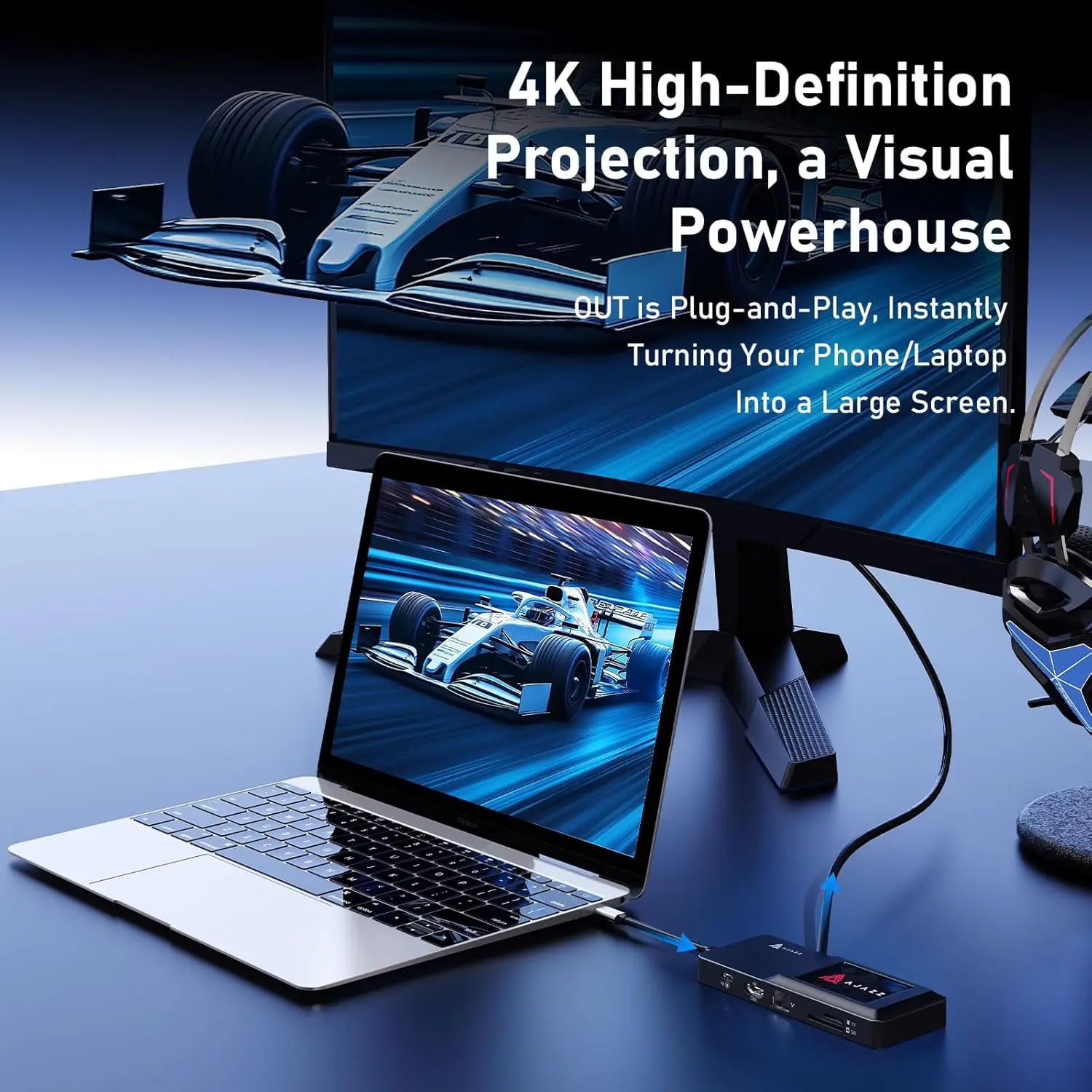 AJAZZ AKP01E Special Portable Adapter, Fast Charging & Screen Casting, Multi-device Compatible