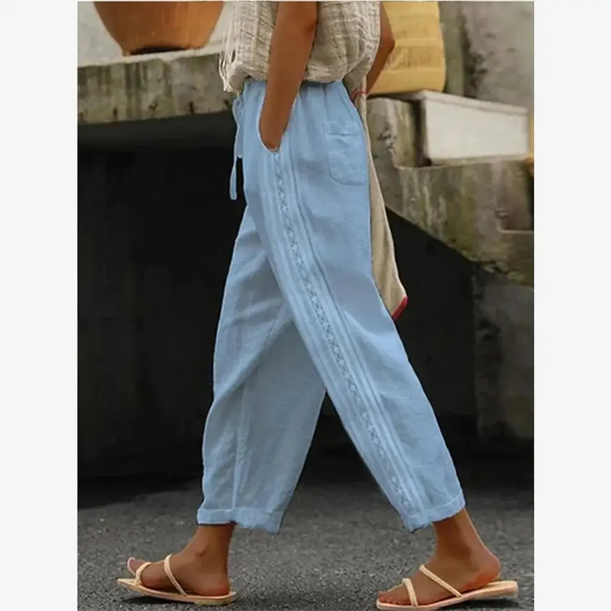 Pantaloni corti casual a colori da donna a vita alta gamba dritta lunghezza nove piedi Street Sle fibra di poliestere estate 2023