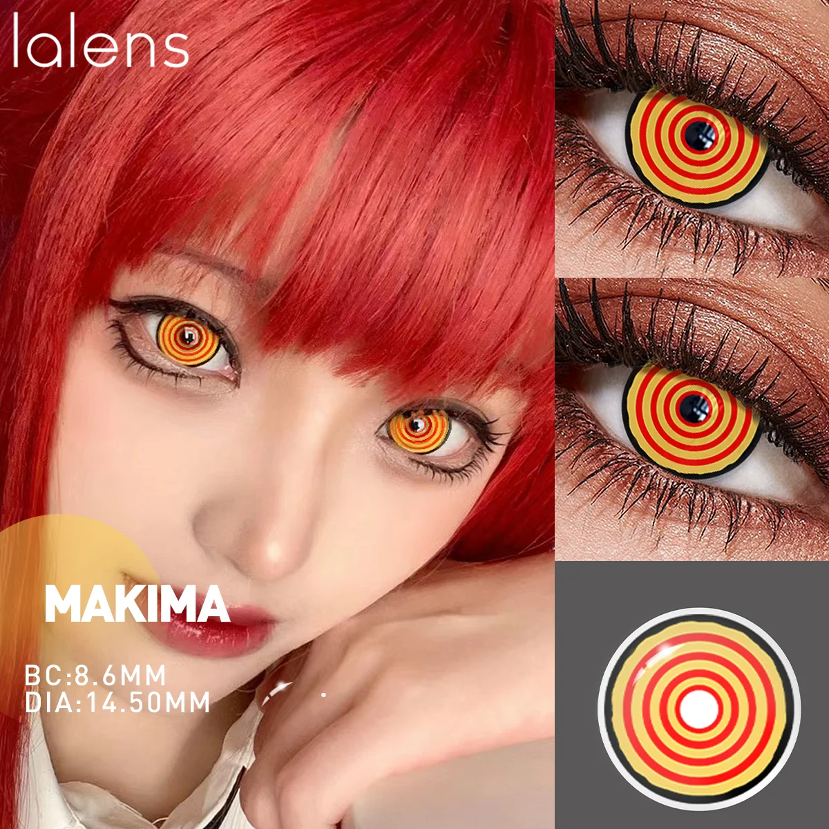 Lalens Makima2 Gelbe Farbige Kontaktlinsen 14,5mm Halbjährlich Austauschbar Weiche Linsen Anime Cosplay Halloween Party Augen-Make-up