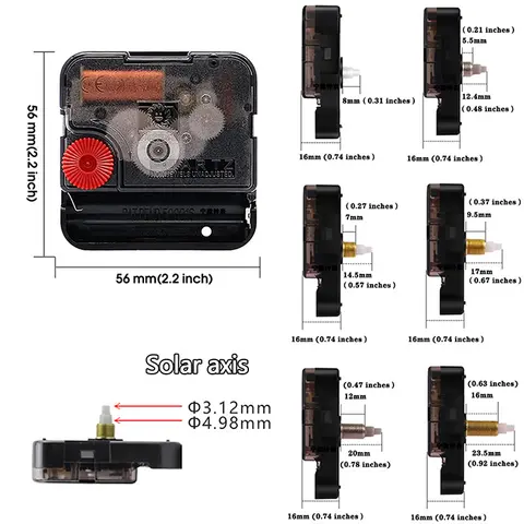 NEW! 1Pc DIY Clock Mechanism SUN 12888 Clock Accessory Silent Step Quartz Movement 8 /12.4/14.5/17 /20 /23 MM Precision Shaft