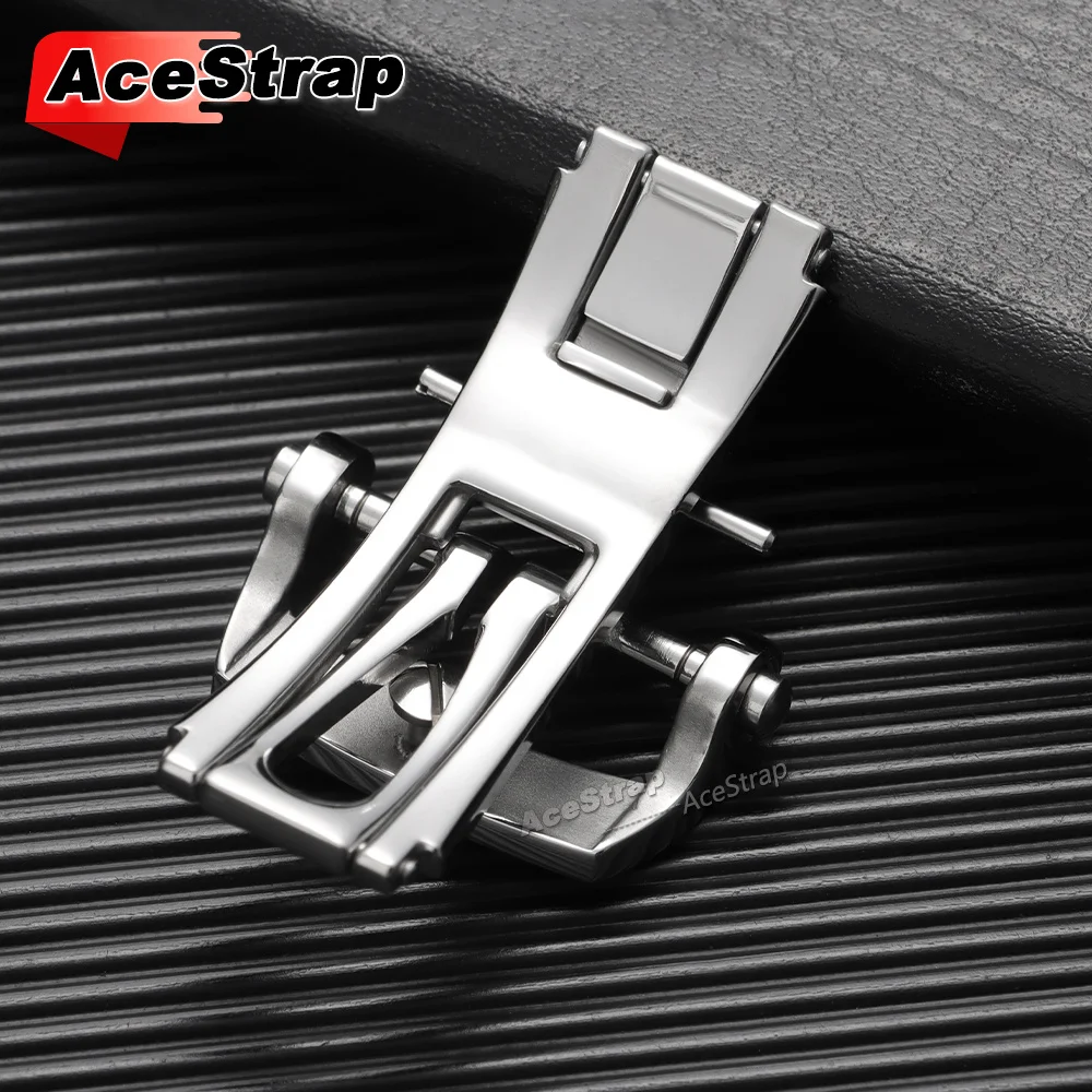 20mm Watch Buckle for Blancpain Watch Strap Clasp Stainless Steel Pin Buckles Deployment Silver Button Folding Buckle with Tool - view 3