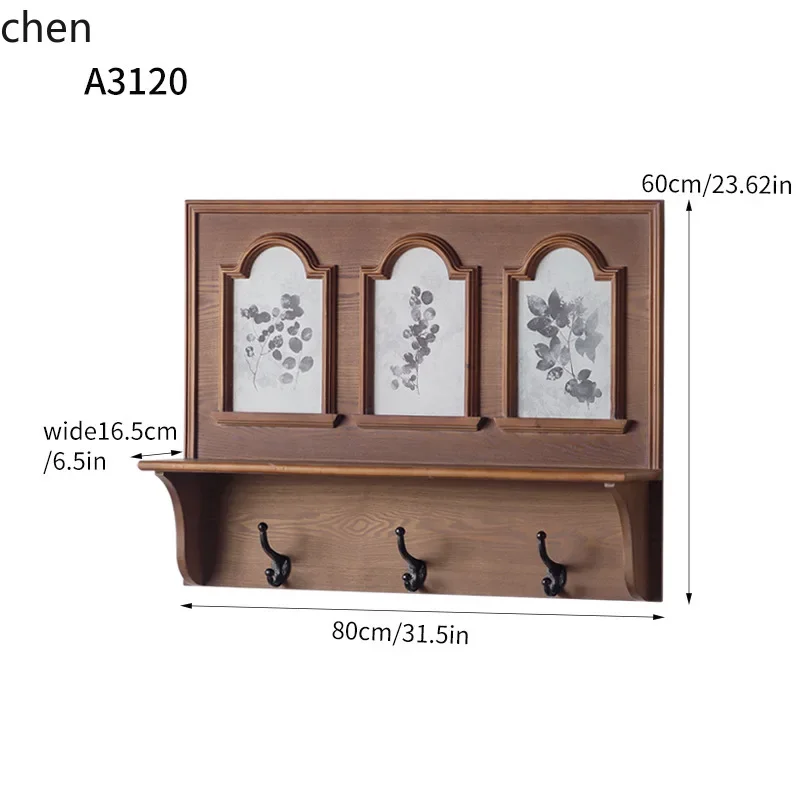 DSASolid Wood Wall Shelf Storage Rack Living Room Carved Classical Style Wall Decoration Shelf