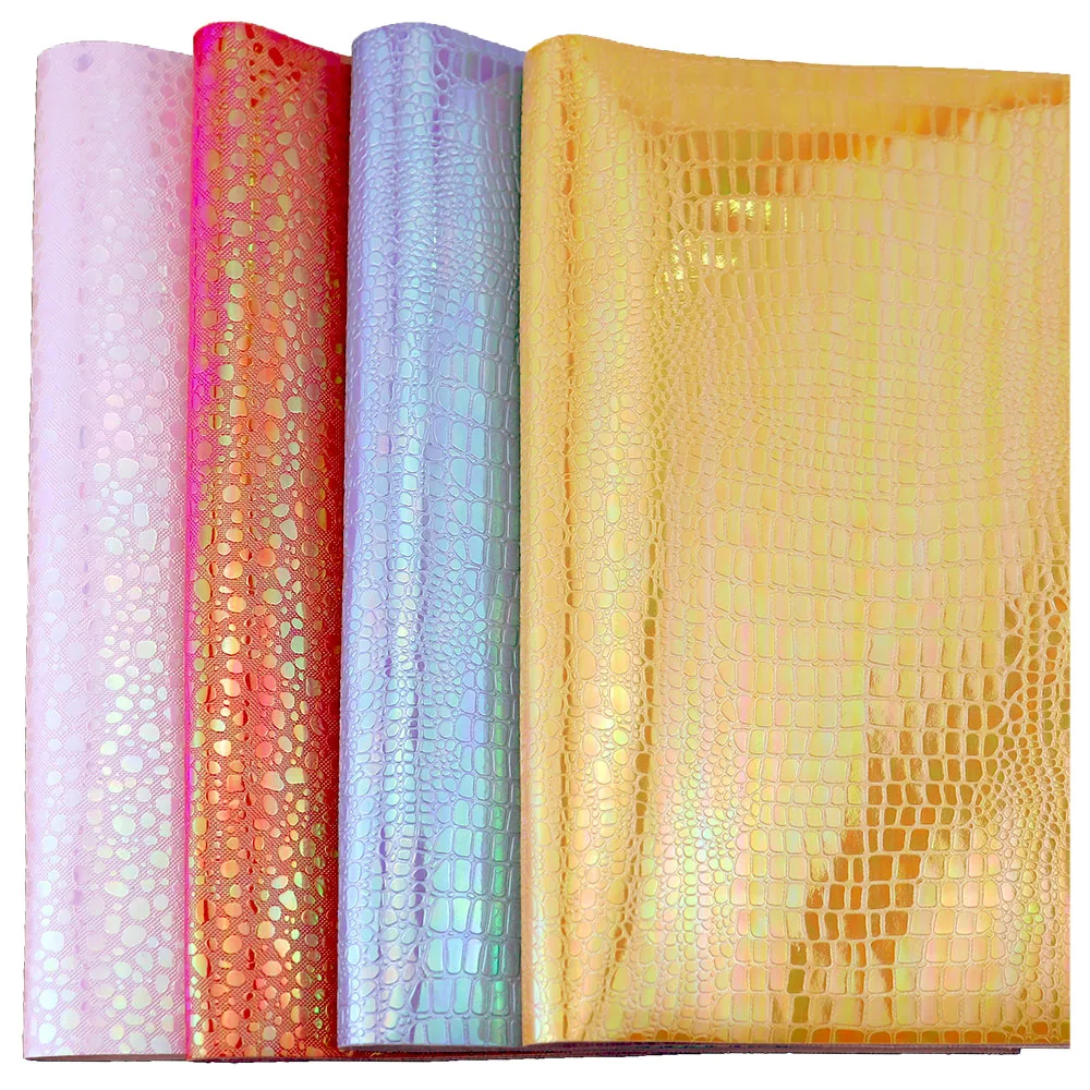 30x134cm Roll Iridescent Crocodile Snake Skin Textured Faux Synthetic Leather Fabric DIY Earrings Supplies Craft  BH083
