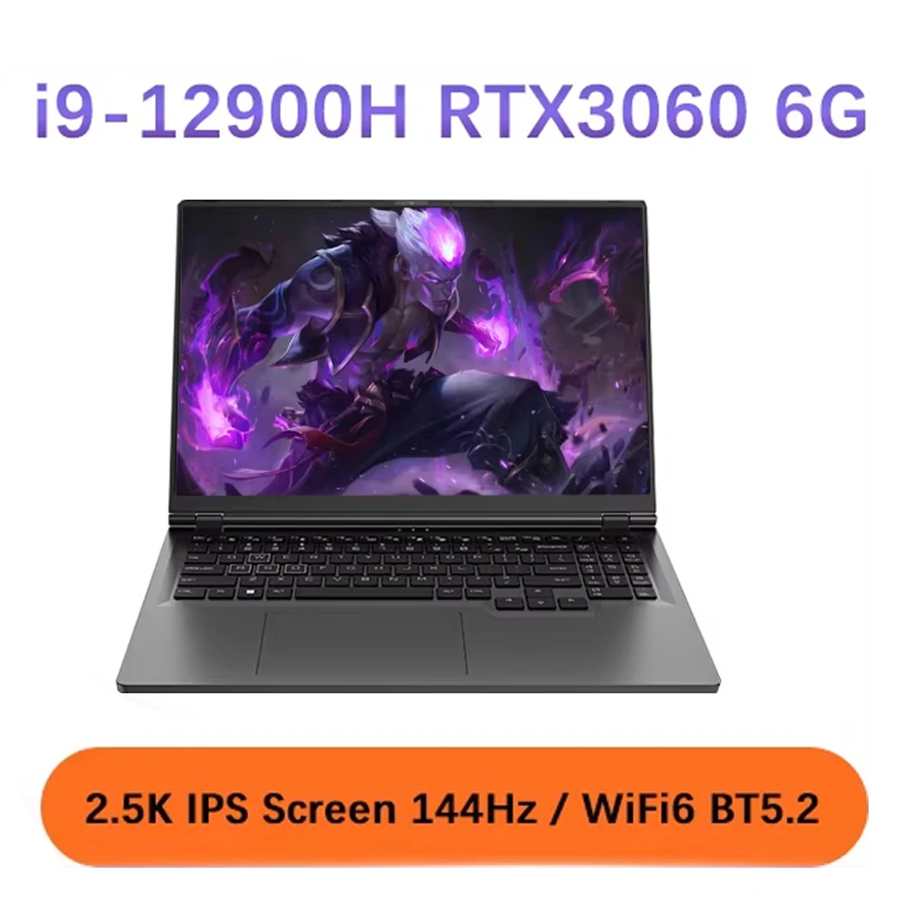 New 12th Gaming Laptop 16.1" Intel i9-12900H NVIDIA RTX 3060 6G Windows11 2.5K IPS Screen 144Hz RGB Keyboard WIFI6 BT5.2 Mini PC