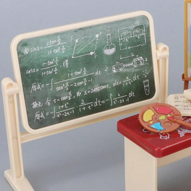 1:12 인형 집 미니어처 교실 책상 세트 미니 하우스 학교 가구 액세서리 용 미니어처 학교 책상 칠판 모델