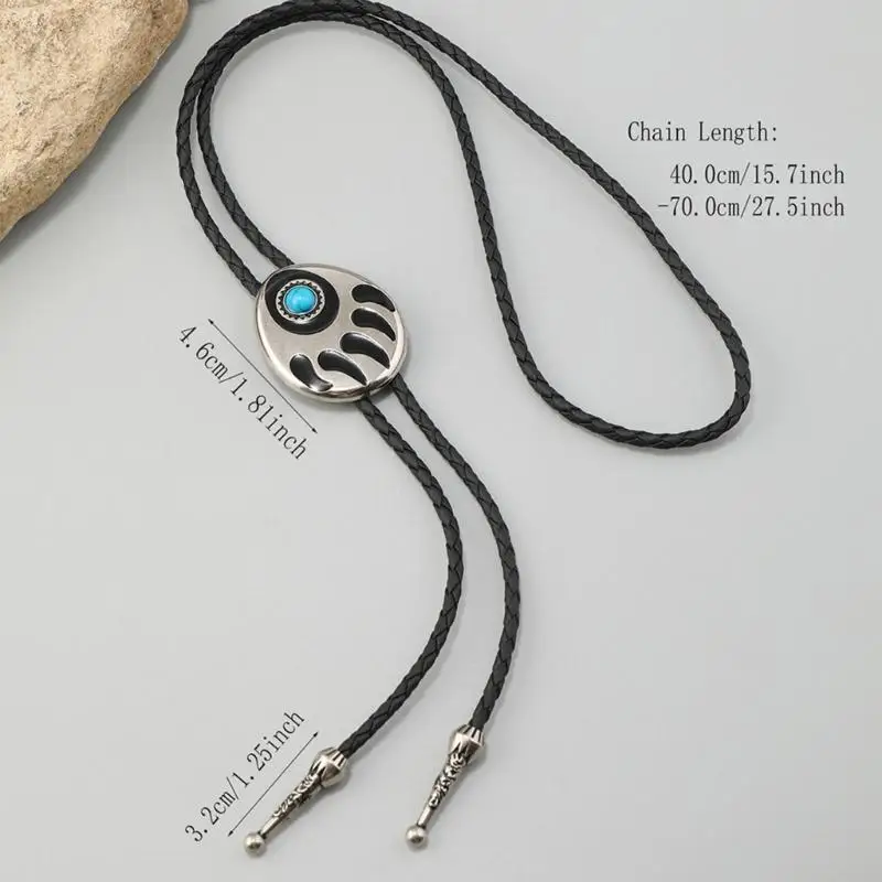 652F بو الجلود بولو التعادل الدب مخلب قلادة التصميم الغربي قابل للتعديل طول ربطة العنق #6